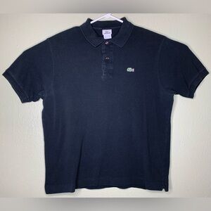 Lacoste Mens Size 7 US 2XL Regular Solid Black Short Sleeve Casual Polo Shirt